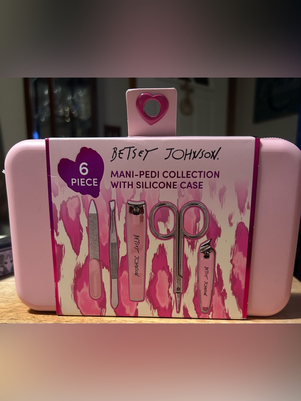 Betsey Johnson Pink Mani-Pedi 6-Piece Set with Silicone Case